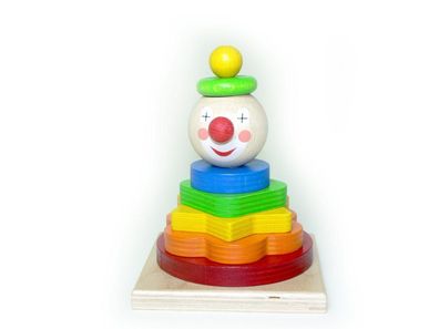 Holzspielzeug Stapelturm Clown BxLxH 90x90x140mm NEU Puzzle Puzzleteil Spielbret