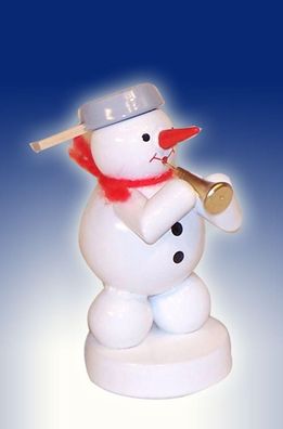Weihnachtsdekoration Schneemann mit Tuba Höhe 8cm NEU Schnee Eismann Winterfigur