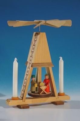 Minipyramide Maria und Josef BxH 11x13,5cm NEU Wärme Heizung Ofen Pyramide Holzpy
