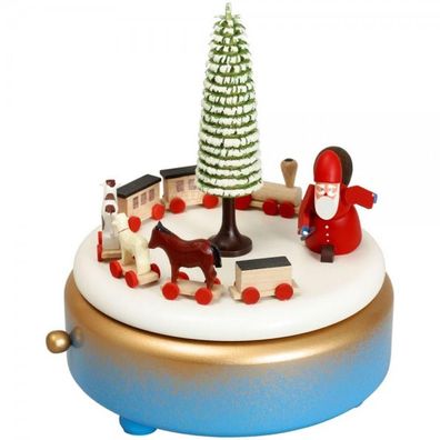 Spieldose Weihnachtsmann blau BxHxT 13x15,5x13cm NEU Spieluhr Spielwerk Musikdos