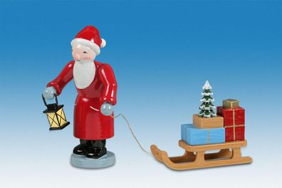 Holzfigur Weihnachtsmann mit Schlitten Höhe 6cm NEU Holzengel Instrument Seiffen