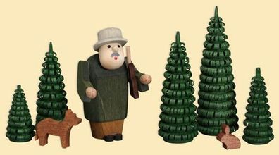 Miniatur Förster im Wald Höhe = 8cm NEU Seiffen Erzgebirge Holzfigur Weihnachten