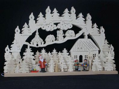 Schwibbogen mit Weihnachtsmann Striezelkinder und Beleuchtung BxHxT 70x40x7cm NEU