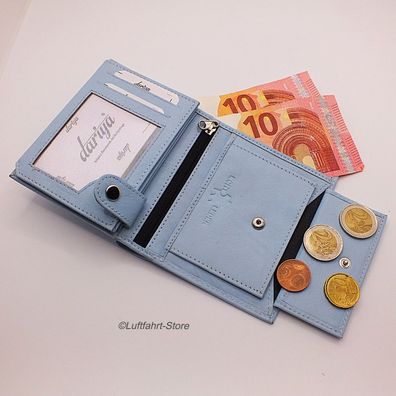 Damen-Leder-Geldbörse/ Portemonnaie Eisblau Art.-Nr. 13051