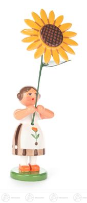Ostern &amp; Frühjahr Blumenmädchen mit Sonnenblume H=ca 10,5 cm NEU Erzgebirge
