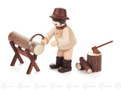 Miniatur Waldarbeiter beim Sägen natur (3) H=ca 6 cm NEU Erzgebirge Holzfigur