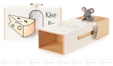 Musikdose Musikdose \"Käse-Box\" mit Maus H=ca 6 cm NEU Erzgebirge Spieldose