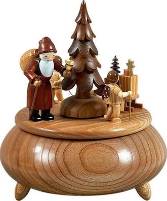 Spieldose Weihnachtsmann mit Engel und Schlitten ØxH 18x20cm NEU Spieluhr Spielwe