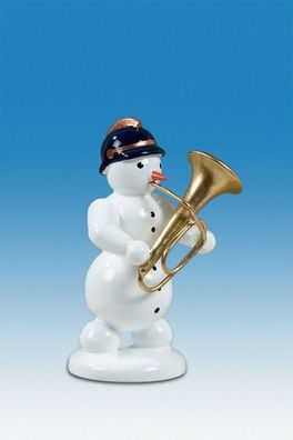 Holzfigur Schneemann Musikant mit Tuba Höhe 6,5cm NEU Schneemänner Seiffen Erzgeb