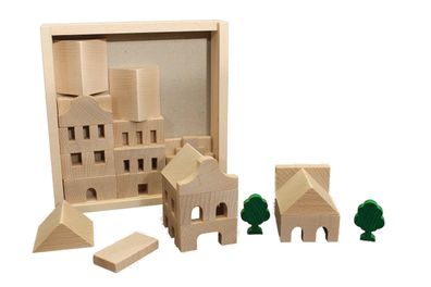 Holzspielzeug Architekturbaukasten Nr. 1 BxHxT 19,5x20,5x4,5cm NEU Holzbaukasten