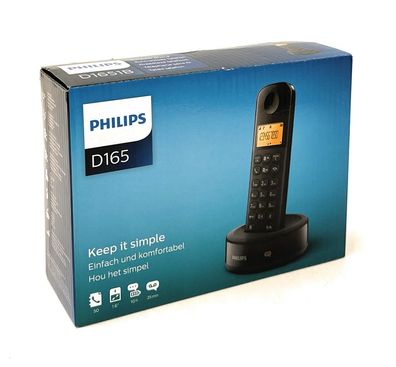 Philips Schnurloses Telefon D1651B/01 Kabelloses Haustelefon Schnurlostelefon