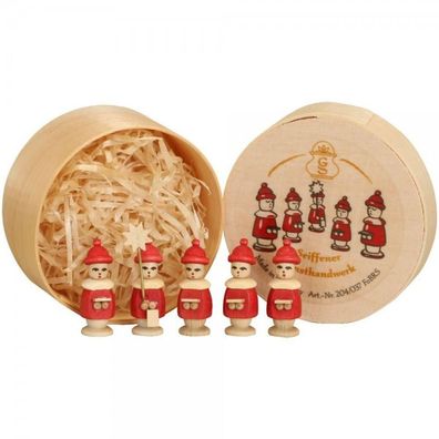 Miniaturfigur Spanschachtel mit Kurrendefiguren rot Höhe 3,2 cm NEU Spielzeug De