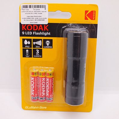 Kodak 9 LED Flashlight-Taschen- lampe, 25 m, inkl. Batterien Art.-Nr. 13075