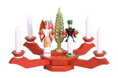 Kerzenhalter Tischleuchter rot mit Engel und Bergmann BxT = 38x38cm NEU Kerze