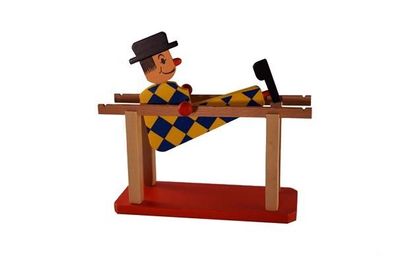 Holzspielzeug Barrennturner Clown Karo Höhe=13,5cm NEU Holzspiel Geduldsspiel Ge