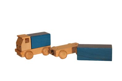 Holzspielzeug Lastzug bunt Länge ca. 15 cm NEU Holzauto Holzfahrzeug Holztruck