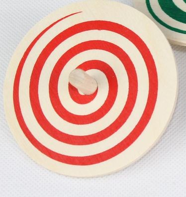 Holzspielzeug Spiralkreisel Rot Ø 8cm H 3,4cm NEU Holzspiel Geduldsspiel