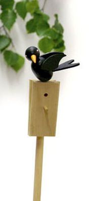 Frühlingsdekoration Singvogel auf Stab schwarz Höhe=5cm NEU Frühling Vogelhaus
