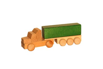 Holzspielzeug Sattelzug mit Pritsche bunt Länge ca. 15 cm NEU Holzauto
