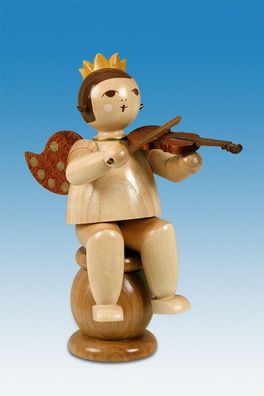 Holzfigur Engel Kantenhocker mit Geige sitzend natur ohne Krone Höhe 22cm NEU Hol