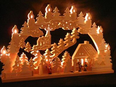 Schwibbogen mit Weihnachtsfiguren und Beleuchtung BxHxT 70x40x7cm NEU Lichterboge