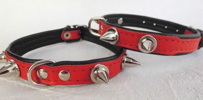 HUNDE Halsband - Halsumfang 21-26,5cm; Leder + Stacheln * * für kleine Hunde (2-41)
