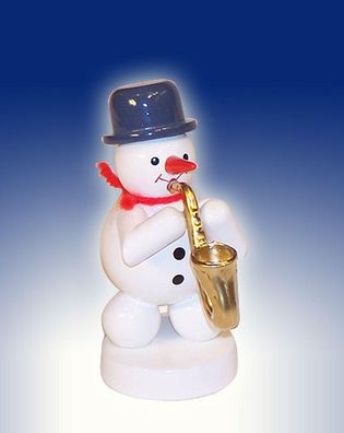 Weihnachtsdekoration Schneemann mit Saxophon Höhe 8cm NEU Schnee Eismann