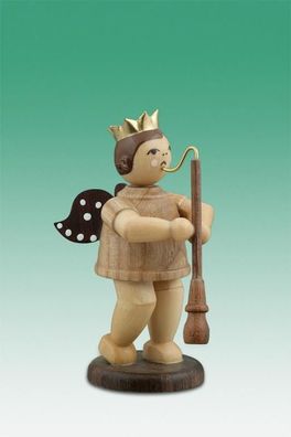 Holzfigur Musikantenengel mit Altoboe und Krone natur Höhe 6,5cm NEU Holzengel In