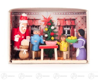 Miniatur Zündholzschachtel Weihnachten bei uns zu Hause B=x H=ca 5,5 cmx4 cm NEU