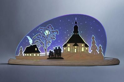 Motivleuchte Seiffener Kirche Länge ca 47cm NEU Schwibbogen Lichterbogen LED Erz