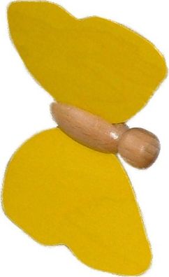 Holzspielzeug Holzschmetterling mit Stecker gelb 9 x 7cm, Stab Länge 30cm NEU