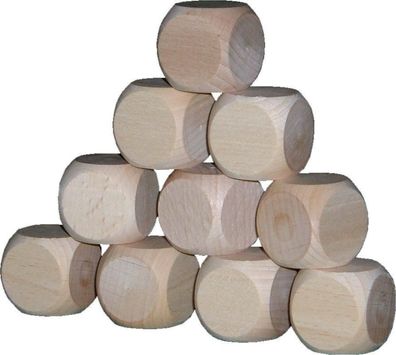 Holzspielzeug 10 Holzwürfel blanko 40er BxHxT 4x4x4cm NEU Würfelspiel Würfel