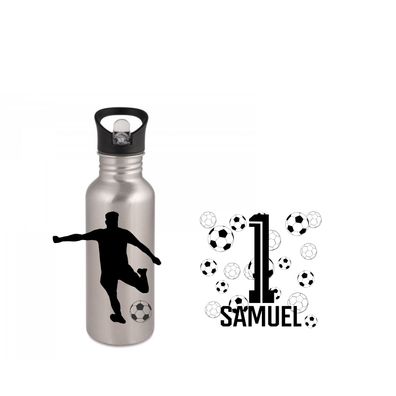 Personalisierte Trinkflasche mit Namen Fußball Wasserflasche Geschenkidee 0010E
