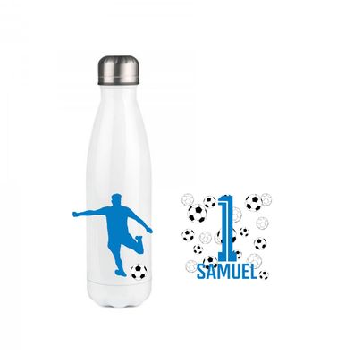 Personalisierte Trinkflasche mit Namen Fußball Thermobecher Geschenkidee 0010E