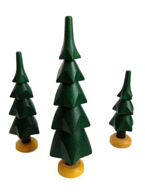 Holzdekoration 3 Holzbäume bunt Höhe=11cm NEU Baum Weihnachten Seiffen Spanbäumc