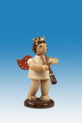 Holzfigur Musikengel mit Oboe ohne Krone Höhe 6,5cm NEU Holzengel Instrument Seif