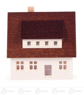 Miniatur Erzgebirgshaus m Gaube u. ausgefrästen Fenstern BxHxT 5,5cmx5,5cmx3,5cm