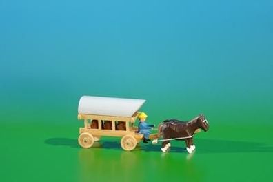 Miniaturen Planwagen mit Kutscher natur BxH 9x3,5cm NEU Miniaturgespann Gespann F