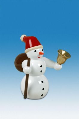 Holzfigur Schneemann Weihnachtsmann mit Glocke Höhe 6,5cm NEU Schneemänner Seiffe