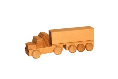 Holzspielzeug Sattelzug mit Pritsche natur Länge ca. 15 cm NEU Holzauto