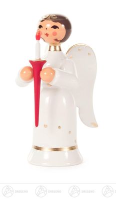 Engel Miniatur mit Kerze H=ca 5,5 cm NEU Erzgebirge Weihnachtsfigur Holzfigur