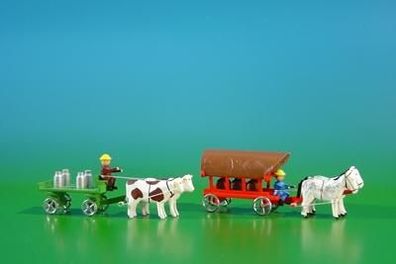 Miniaturen Tafelwagen und Planwagen mit Kutscher BxH 9x3,5cm NEU Miniaturgespann