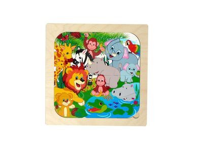 Holzspielzeug Tierpuzzle Dschungeltiere BxLxH 240x5x240mm NEU Puzzle Puzzleteil