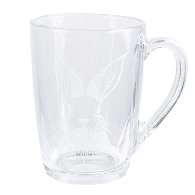 Clayre & Eef Teeglas 300 ml Transparant Glas Kaninchen (Gr. 11x8x11 cm / 300 ml)