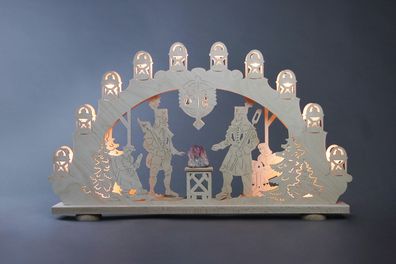 Schwibbogen Bergmann mit Amethyst Länge ca 66cm NEU Motivleuchte Lichterbogen