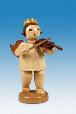 Holzfigur Engel mit Geige und Krone Höhe 22cm NEU Holzengel Instrument Seiffen Er