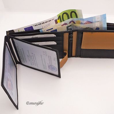 Kombi-Geldbörse Nappa-Leder, Portemonnaie mit Außenriegel Art.-Nr. 13104