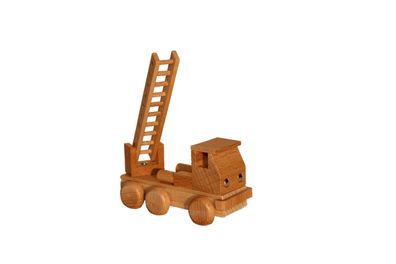 Holzspielzeug Feuerwehr mit Leiter natur Länge ca. 10 cm NEU Holzauto