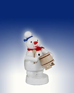 Weihnachtsdekoration Schneemann mit Topf Höhe 8cm NEU Schnee Eismann Winterfigur
