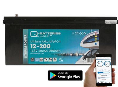 Q-Batteries Lithium Akku 12-200 12,8V 200Ah 2560Wh LiFePO4 mit Bluetooth